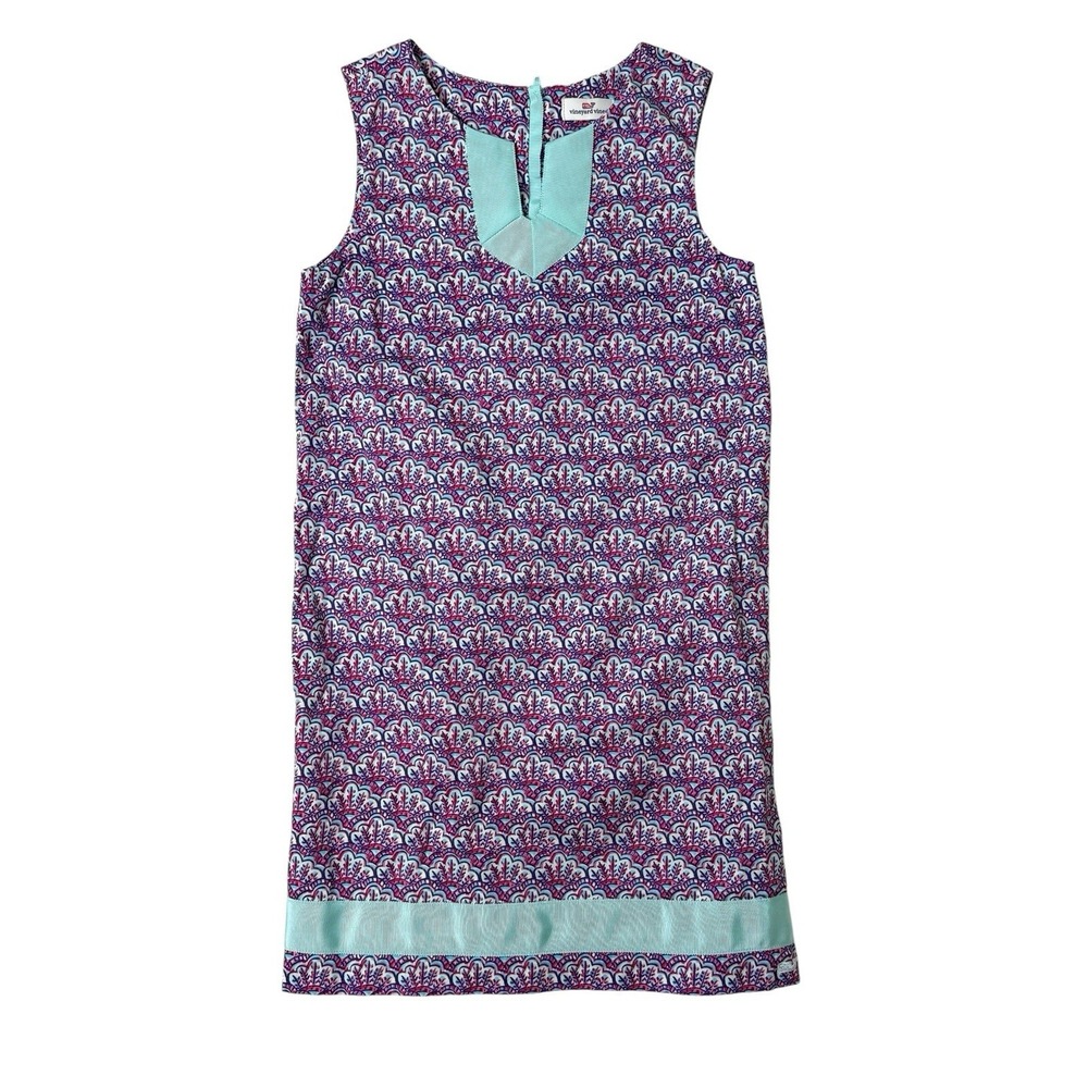 Vineyard Vines Girls Sleeveless Shift Dress Fan Shell Paisley Pink Blue Size 8